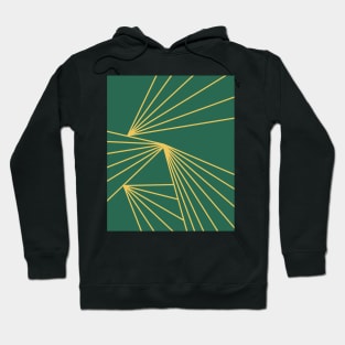 Minimalist Yellow Abstract Lines Overlaid on Top of a Green Background Hoodie